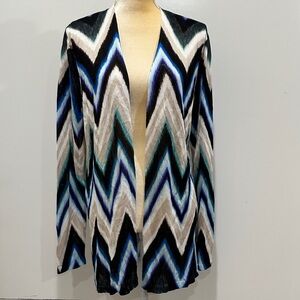 Chico's Multicolor Chevron Stripe Crush Cardigan Sweater Size 2 /L
